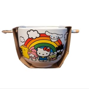 Sanrio Hello Kitty ramen bowl with chopsticks NWT